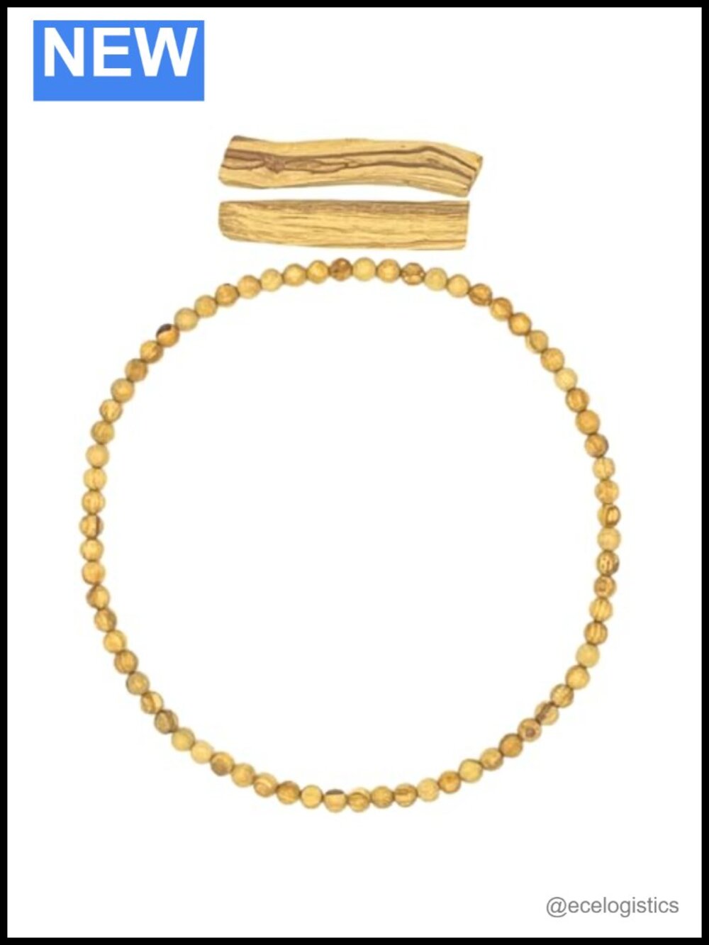 Palo Santo Beaded Necklace 8mm 70 Beads 2 Smudging Sticks Peru Handmade